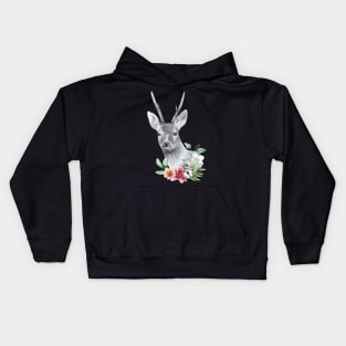 Wild Deer Roa Doe Elk Spirit Floral Head Wildlife Rescue Kids Hoodie